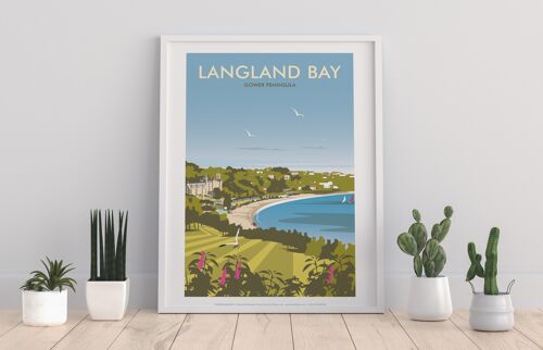 Langland Bay By Artist Dave Thompson - Premium Art Print