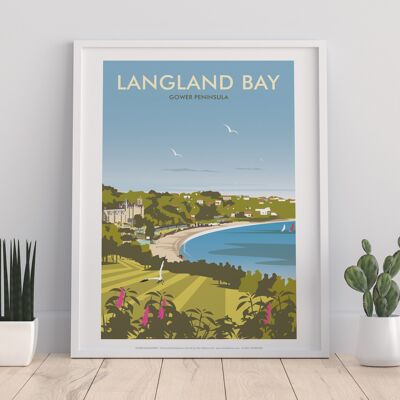 Langland Bay By Artist Dave Thompson - Premium Art Print