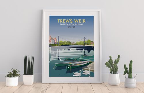 Trews Weir, Suspension Bridge, Exeter - Art Print
