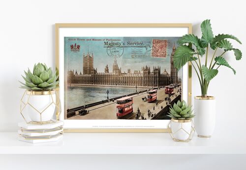 Clock Tower And Houses Of Parliment - Premium Art Print