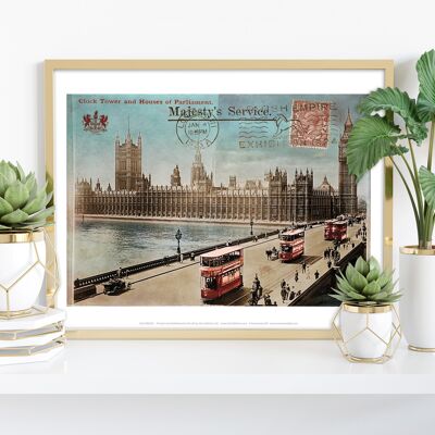 Clock Tower And Houses Of Parliment - Premium Art Print
