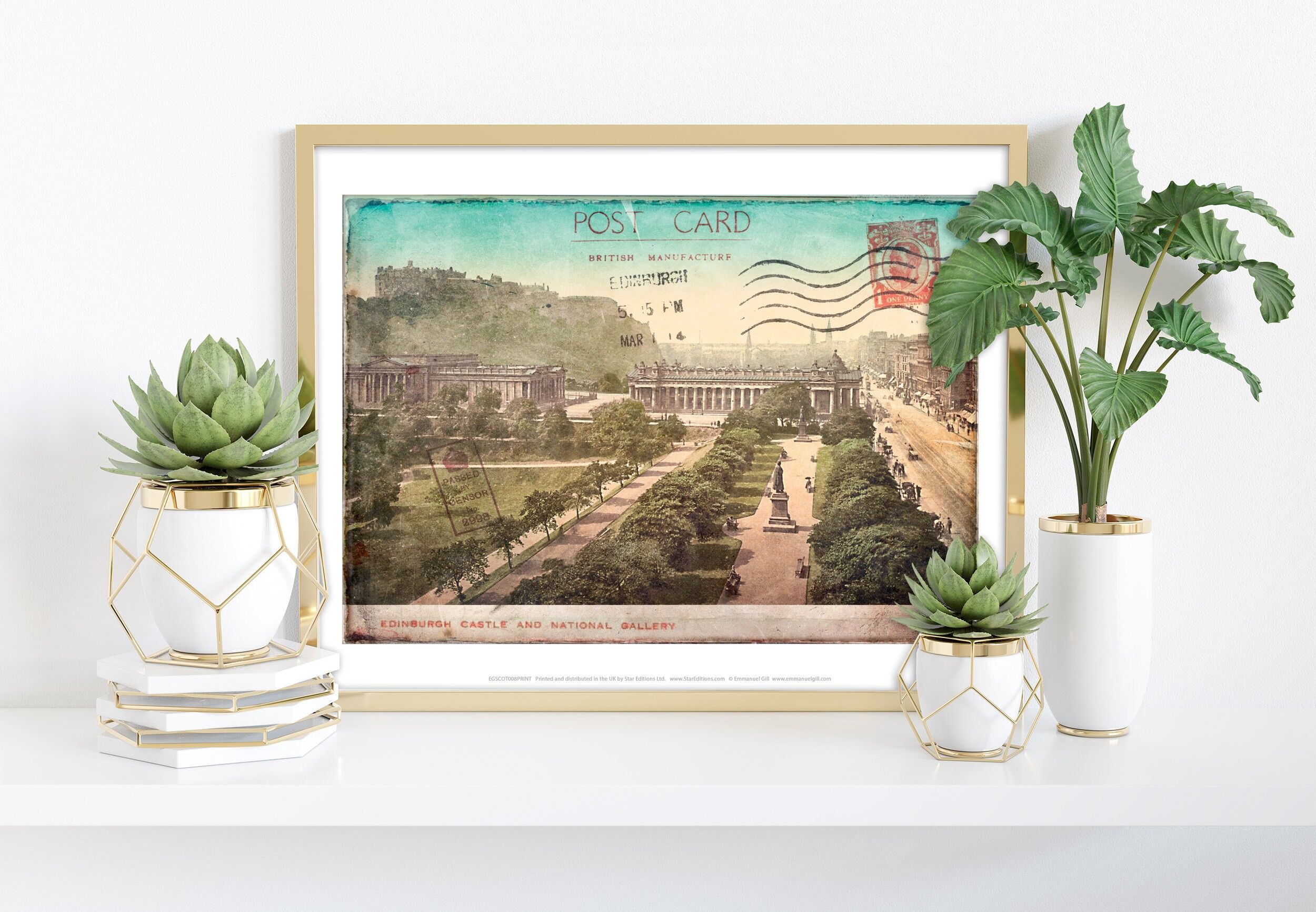 Edinburgh Castle und National Gallery – Premium-Kunstdruck