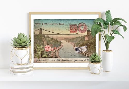 Clifton Suspension Bridge From River Bank -Bristol Art Print