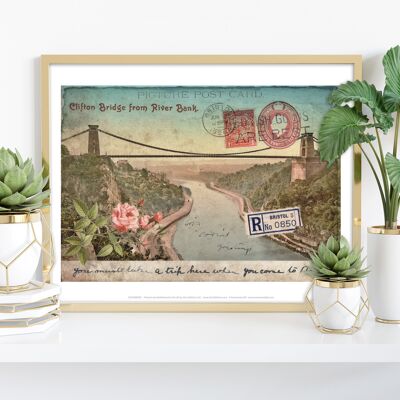 Clifton Suspension Bridge From River Bank -Bristol Art Print