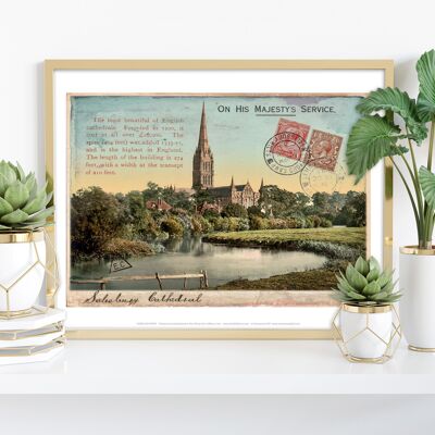 Cathédrale de Sailsbury dans le Wiltshire - 11X14" Premium Art Print