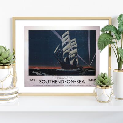 Southend On Sea Night Scene Off Pierhead - 11X14" Art Print