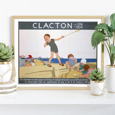 Clacton-on-Sea, spielendes Kind – 11 x 14 Zoll Premium-Kunstdruck