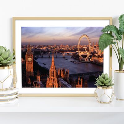 London Eye y Big Ben - Impresión de arte premium de 11X14"