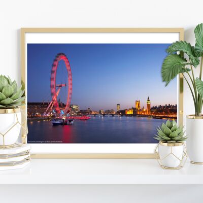 London Eye – Roter Zeitraffer – Premium-Kunstdruck, 27,9 x 35,6 cm