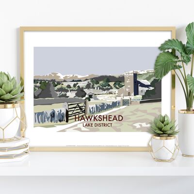 Hawkshead - Distrito de los lagos - Impresión de arte premium de 11X14"