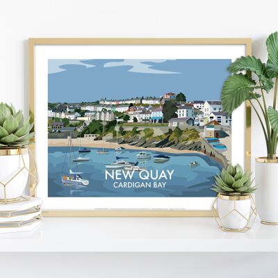 New Quay - Cardigan Bay - Impresión de arte premium de 11X14"
