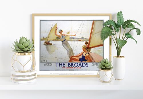 The Broads Girl Waving From Boat - 11X14” Premium Art Print