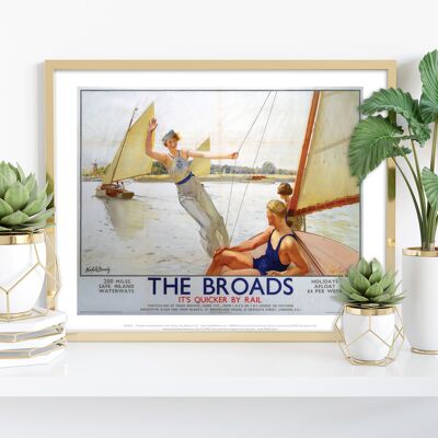 The Broads Girl saludando desde el barco - 11X14" Premium Art Print