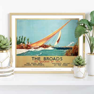 Broads Boat Blowing To Side – Premium-Kunstdruck im Format 11 x 14 Zoll
