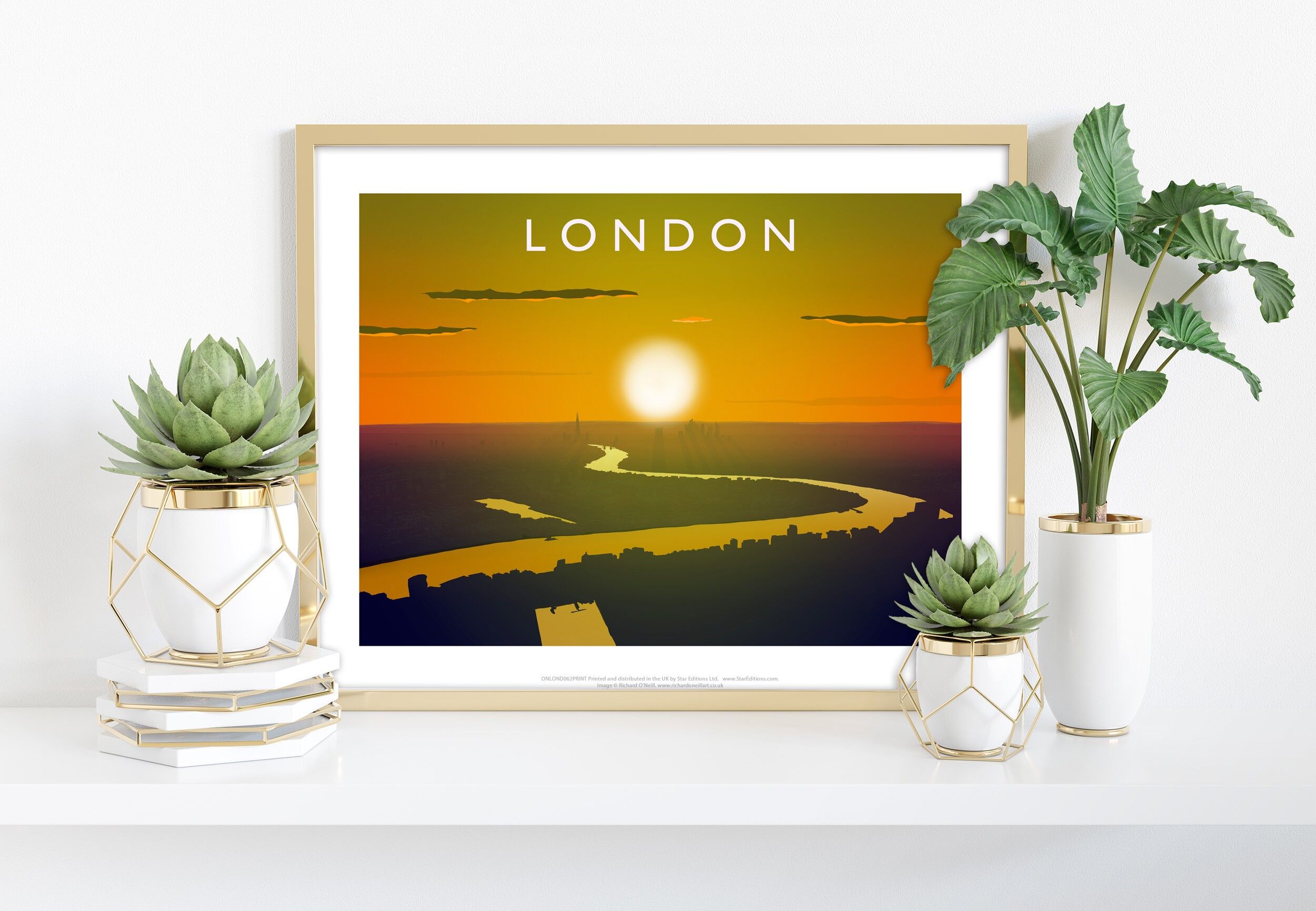 London Sunrise dell'artista Richard O'Neill - 11 x 14" stampa d'arte