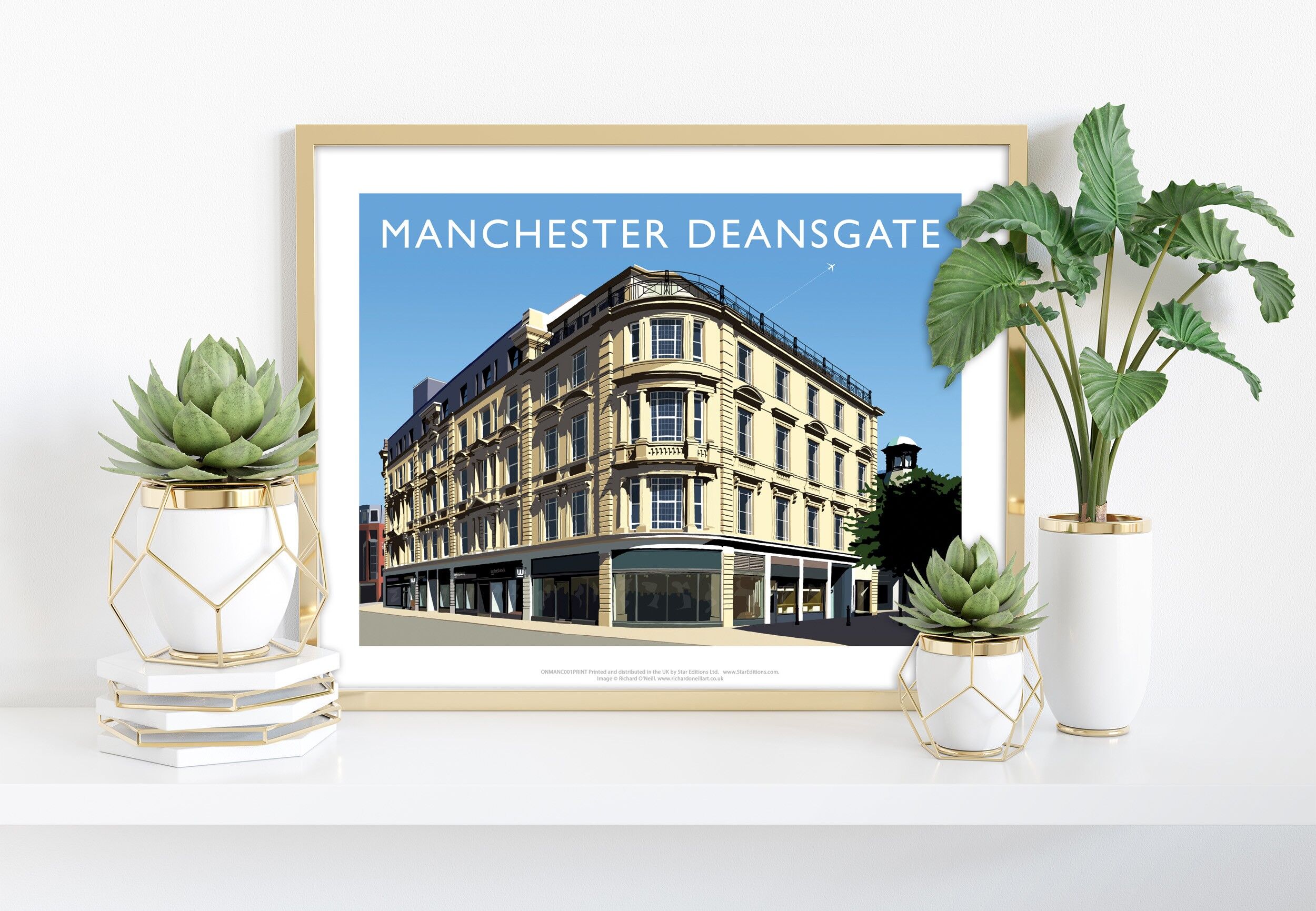 Manchester Deansgate dell'artista Richard O'Neill - Stampa d'arte
