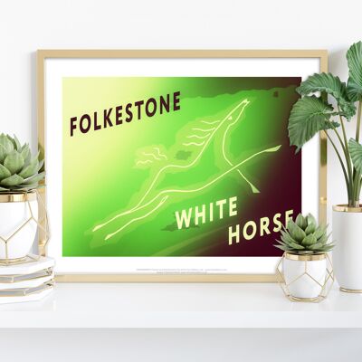 Folkestone White Horse von Künstler Richard O'Neill Kunstdruck
