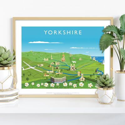 Yorkshire Map By Artist Richard O'Neill - Premium Art Print