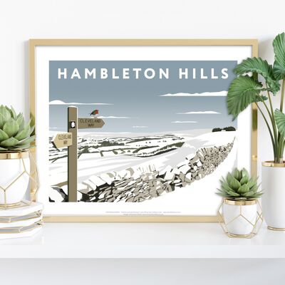 Hambleton Hills im Schnee von Künstler Richard O'Neill Kunstdruck