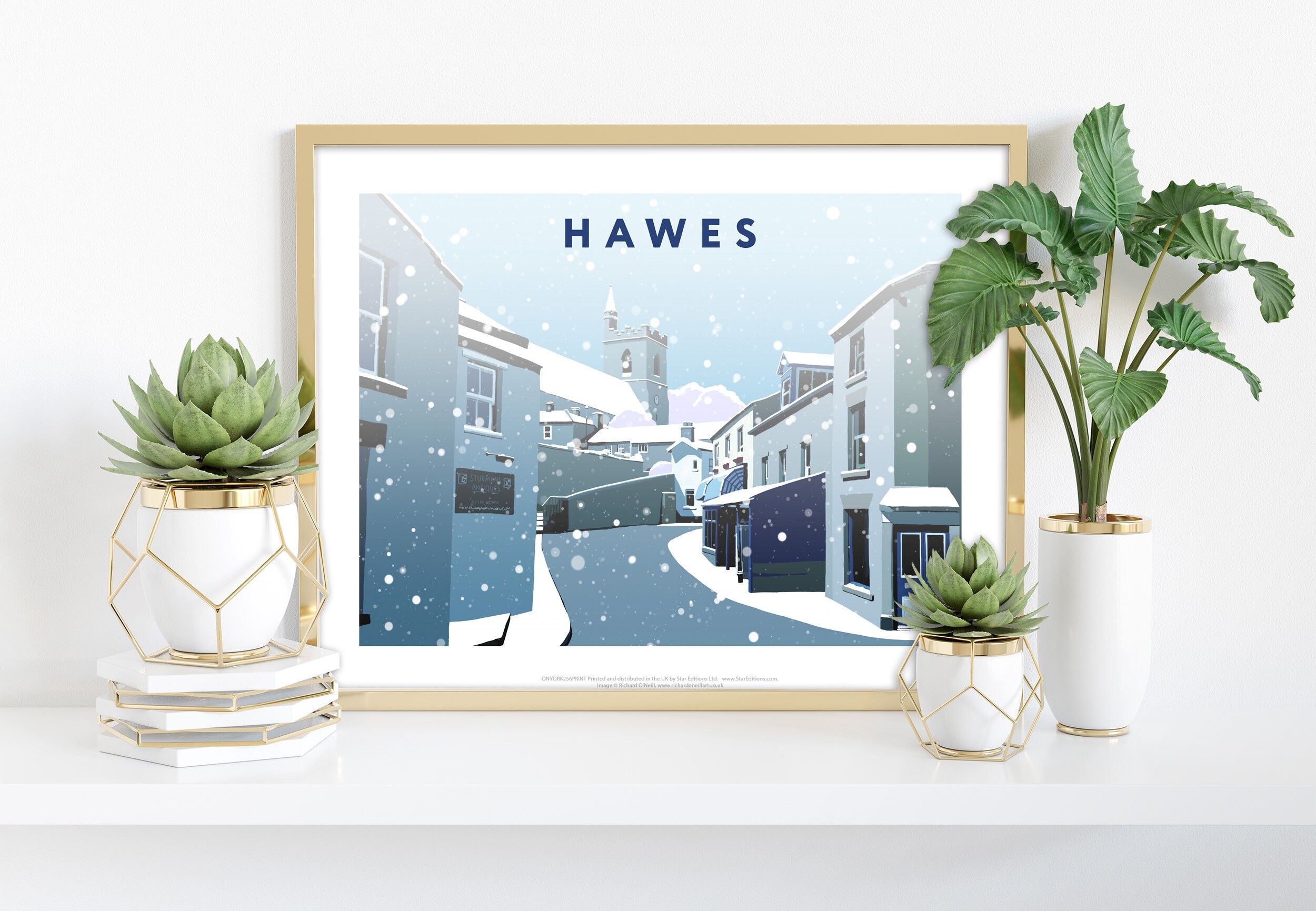 Hawes In Snow dell'artista Richard O'Neill - Stampa d'arte premium