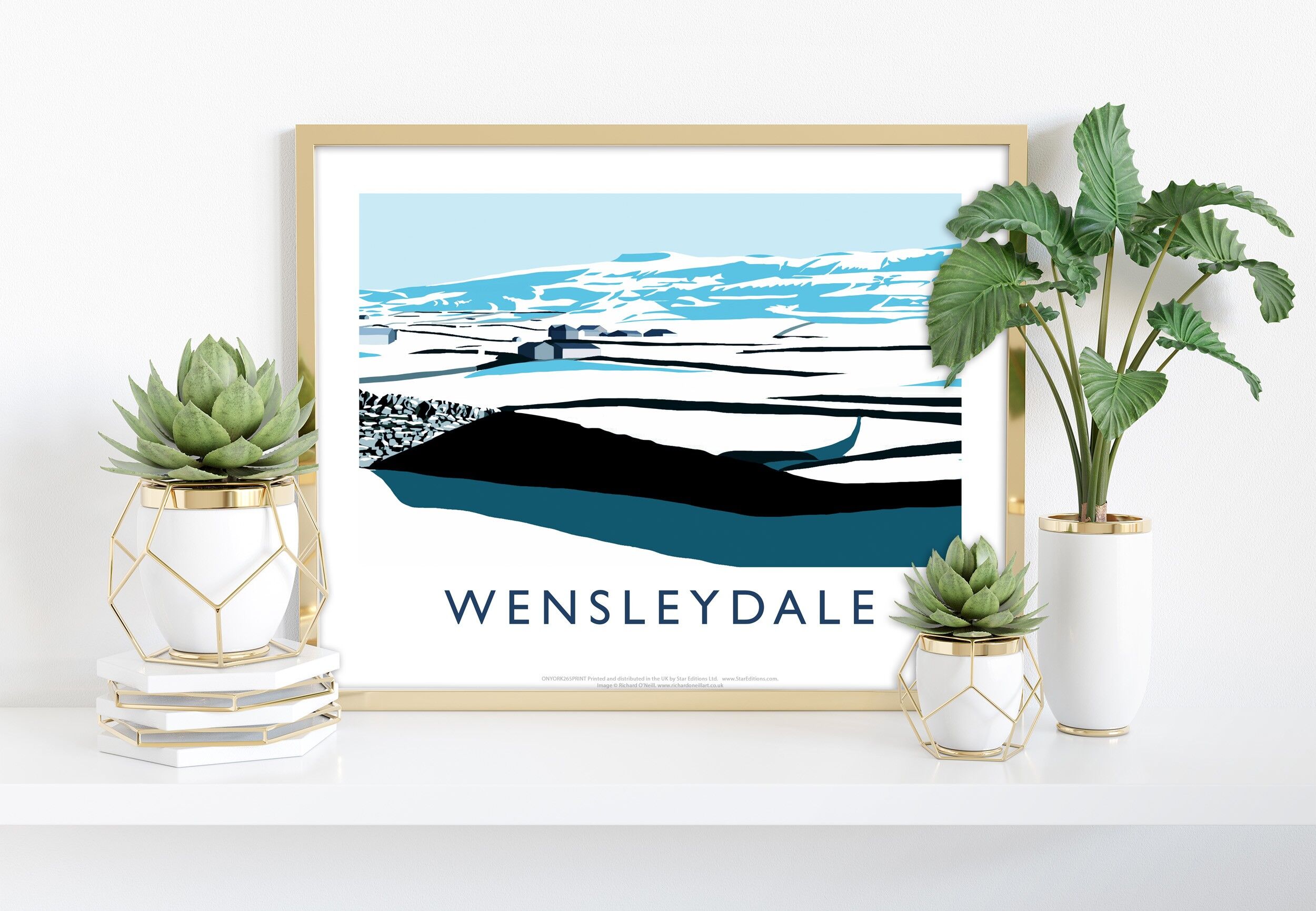 Wensleydale nella neve dell'artista Richard O'Neill - stampa d'arte