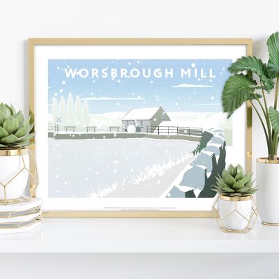 Worsbrough Mill im Schnee von Künstler Richard O'Neill Kunstdruck