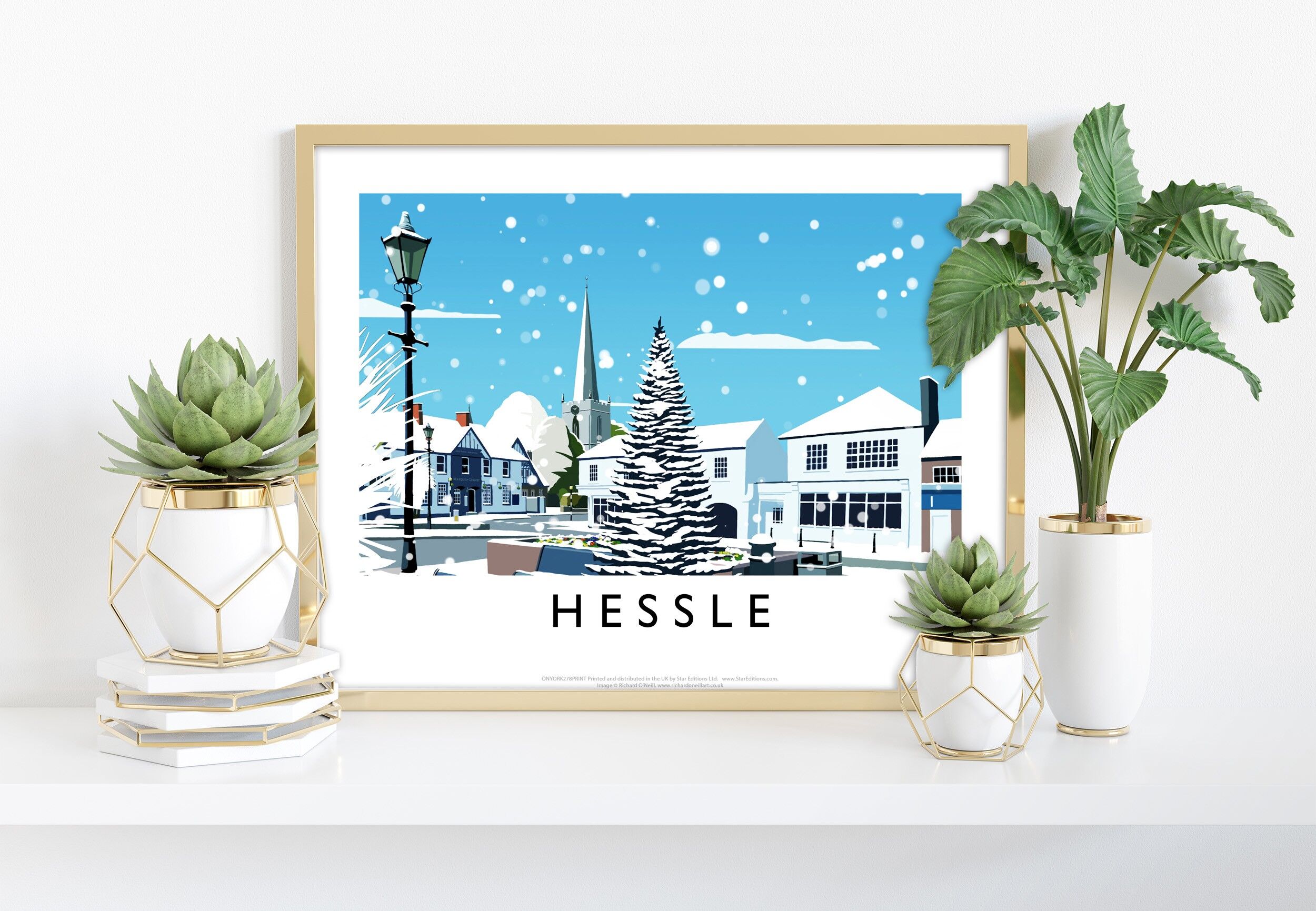 Hessle im Schnee von Künstler Richard O'Neill – 11 x 14 Zoll Kunstdruck
