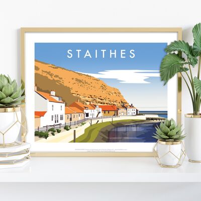 Staithes por el artista Richard O'Neill - Impresión de arte premium