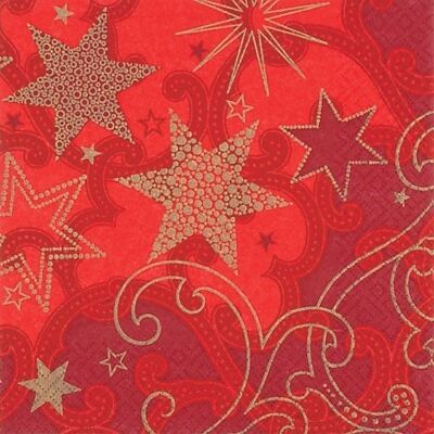 (S) Ti-Flair Lunch Napkins Stars Are Shining Red