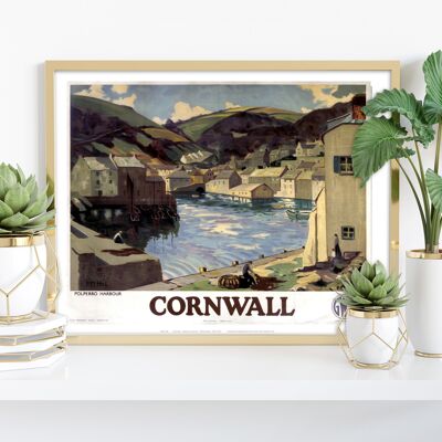 Cornwall Polperro Harbour - 11X14” Premium Art Print