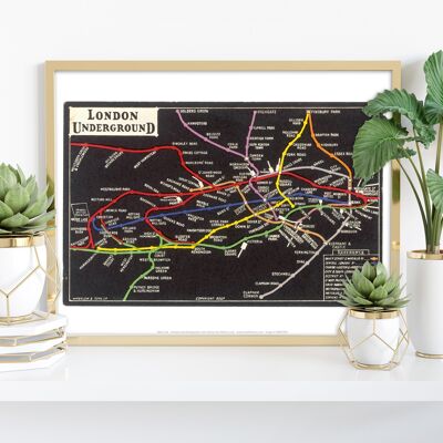 Londoner U-Bahn-Karte – Premium-Kunstdruck, 27,9 x 35,6 cm