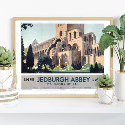 Jedburgh Abbey, es ist schneller mit der Bahn – Premium-Kunstdruck