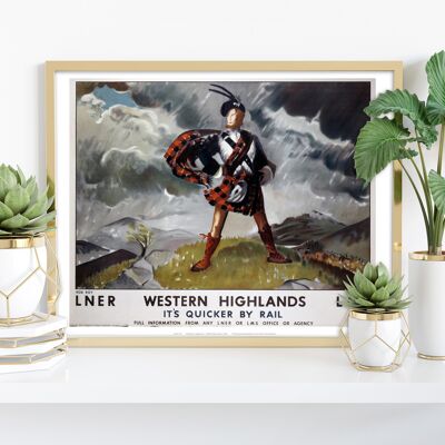 Western Highlands - C'est plus rapide en train - Impression artistique Premium