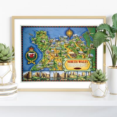 Karte von Nordwales – Premium-Kunstdruck, 27,9 x 35,6 cm