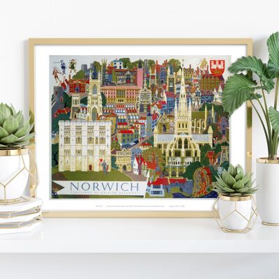 Illustrazione di Norwich - 11 x 14" stampa d'arte premium