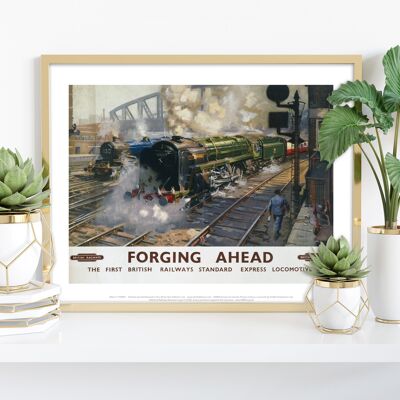 Forgin Ahead – Express-Lokomotive – 11 x 14 Zoll Premium-Kunstdruck