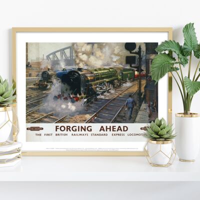 Forgin Ahead – Express-Lokomotive – 11 x 14 Zoll Premium-Kunstdruck