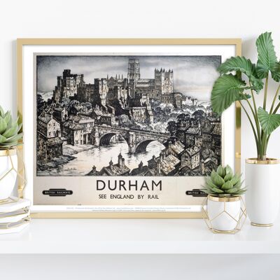 Durham See England By Rail - Impresión de arte premium de 11X14"