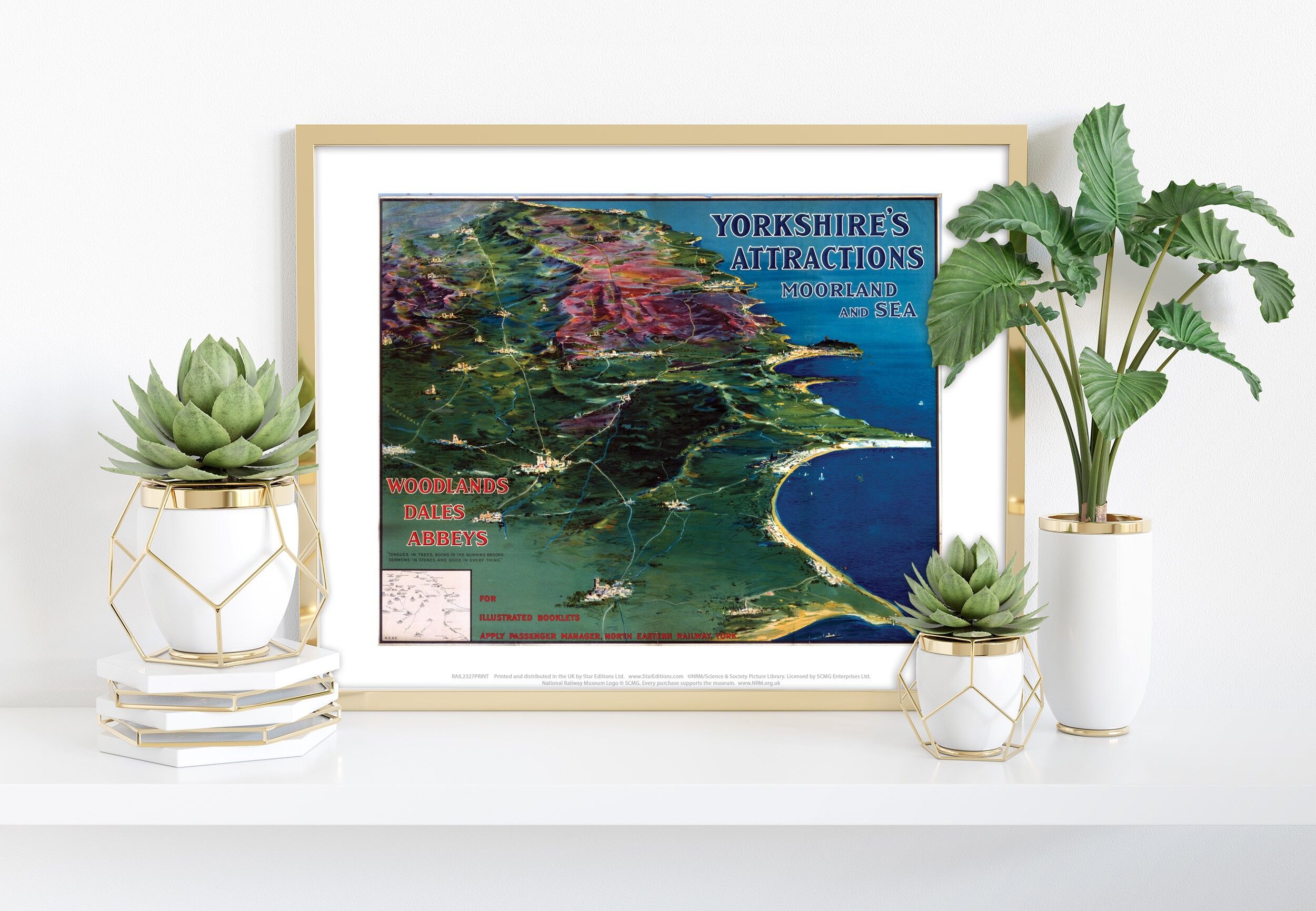 Yorkshires Sehenswürdigkeiten Moorland und Meer – 11 x 14 Zoll Kunstdruck