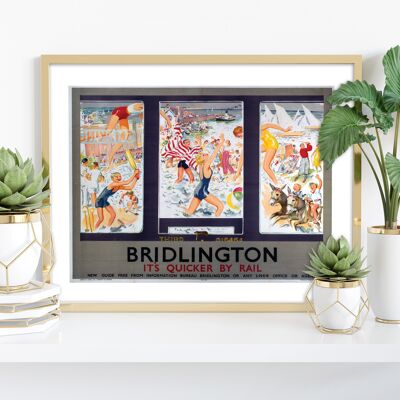 Bridlington Busy Beach - È più veloce in treno - Stampa artistica