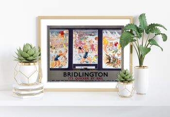 Bridlington Busy Beach - C'est plus rapide en train - Impression artistique