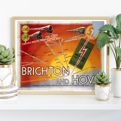 Brighton y Hove - Impresión de arte premium de 11X14"