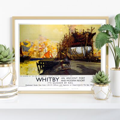 Whitby, puerto antiguo y centro turístico moderno - Lámina artística premium