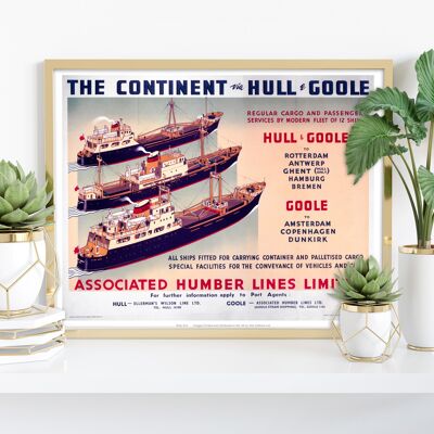 The Continent Via Hull and Goole - Stampa artistica premium 11 x 14".