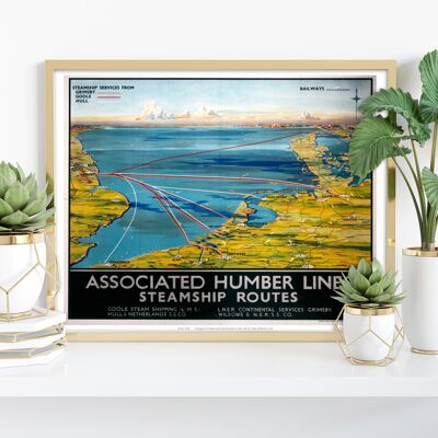 Rutas asociadas de barcos de vapor de Humber Lines - 11X14" Lámina artística
