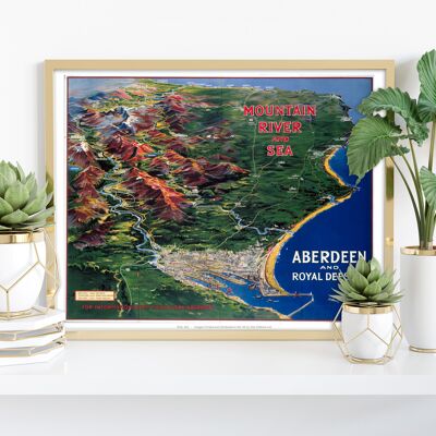 Gebirgsfluss und Meer – Aberdeen – 11 x 14 Zoll Premium-Kunstdruck