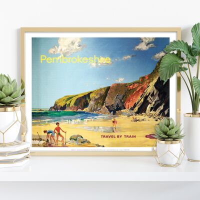 Pembrokeshire viaggio in treno - stampa d'arte premium 11 x 14".