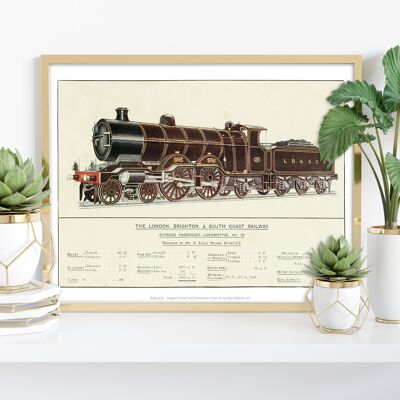 Stampa d'arte della ferrovia della costa meridionale della locomotiva del passeggero espresso