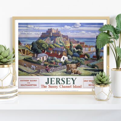 Jersey – Die sonnige Kanalinsel – Premium-Kunstdruck im Format 11 x 14 Zoll