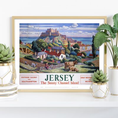 Jersey, die sonnige Kanalinsel – Premium-Kunstdruck im Format 11 x 14 Zoll